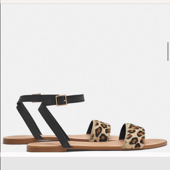 Zara Trafluc Leather Leopard Sandals - Picture 8 of 12